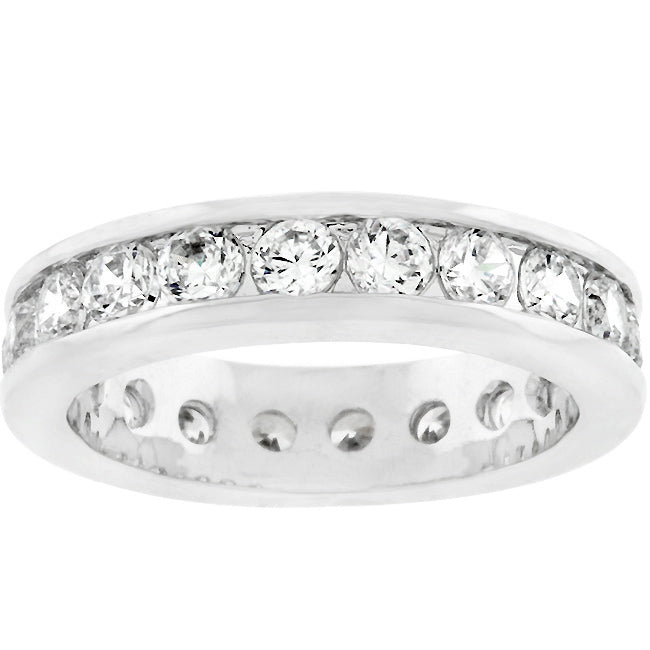 Hillary 3mm Round CZ Channel Eternity Band Ring | 3ct