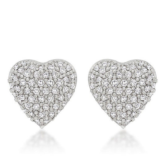 Kendal Pave CZ Heart Stud Earrings | 0.7ct