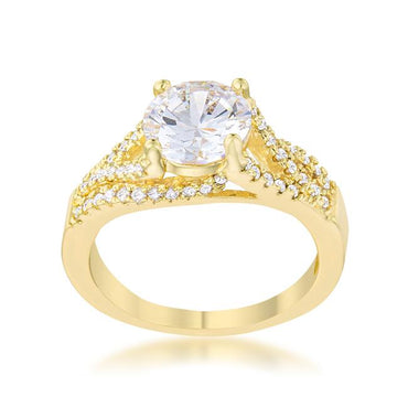Irine 8mm Round CZ Gold Engagement Ring | 2ct