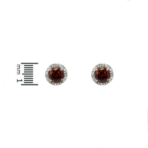 Isla Ruby Round Halo CZ Stud Earrings - 10mm | 1.2ct - Beloved Sparkles