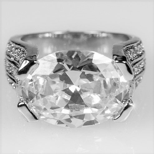 Ivanna 16x12mm Oval CZ Statement Ring | 10ct