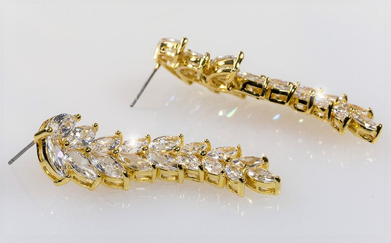 Janipa Marquise Linear Gold Earrings | 5ct - Beloved Sparkles