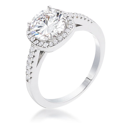 Jerrica 7.5mm Round CZ Halo Engagement Ring | 1.7ct
