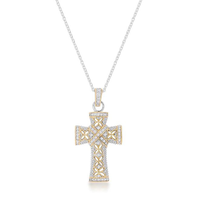 Jetta Elegant CZ Gold Cross Pendant