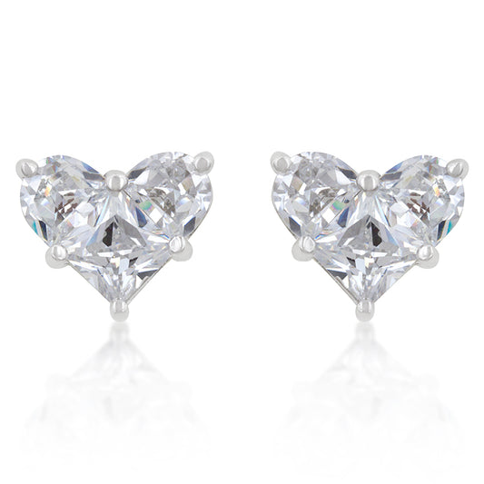 Jobina CZ Heart Stud Earrings | 2.5ct