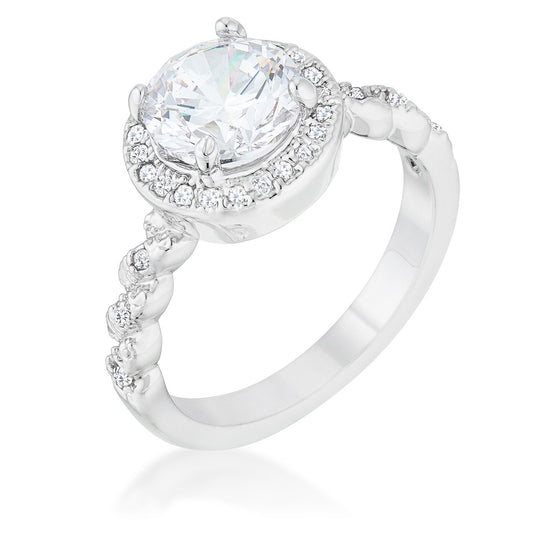 Jordana 8mm Round CZ Halo Engagement Ring | 2ct | 2.7ct