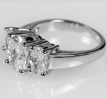 Jucinda Three Stone Oval Cut Engagement Ring | 4ct