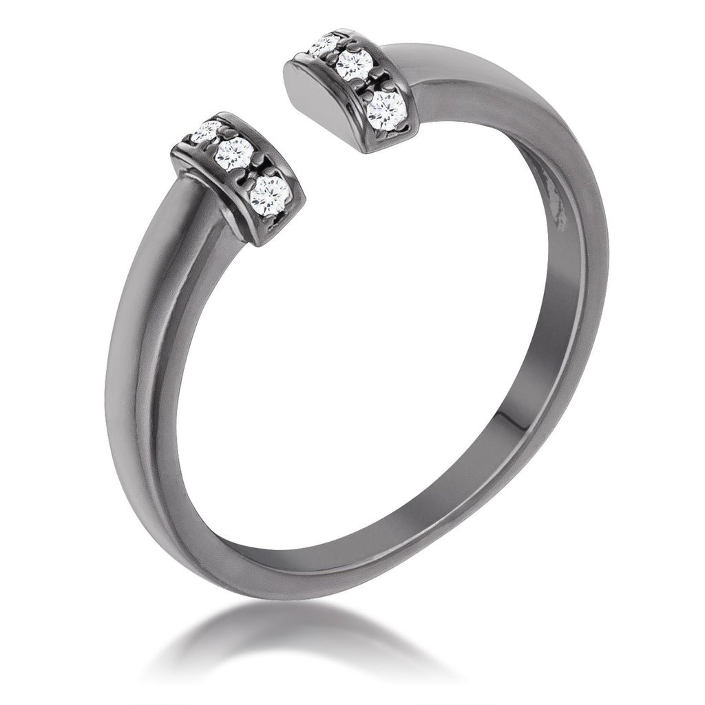 Jude Hematite Petite CZ Cuff Ring