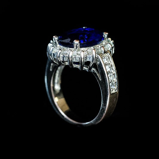 Kate 12x10mm Sapphire Oval Halo CZ Engagement Ring | 7ct