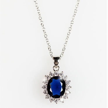 Kate Oval Sapphire Halo Pendant | 5ct | 6.5ct
