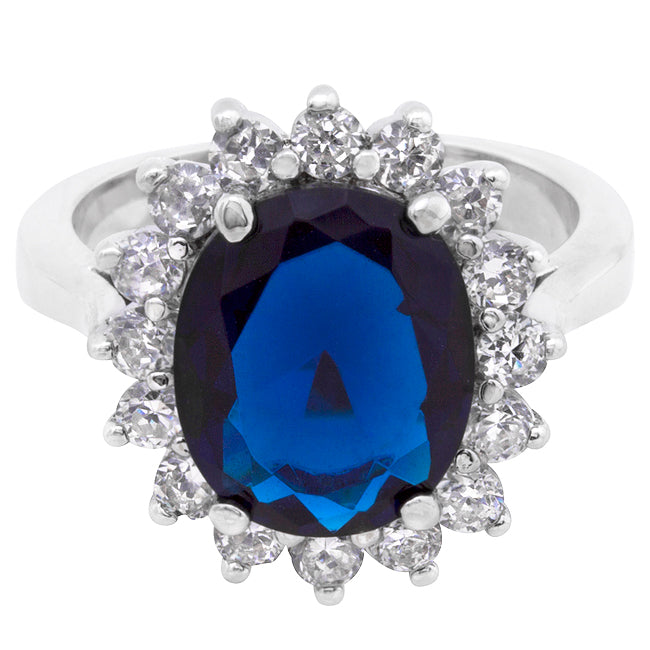 Katie 12mm Royal Sapphire Oval CZ Engagement Ring | 5.5ct