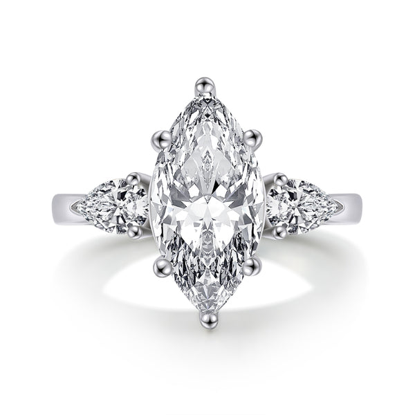 Keena 17x8mm Marquise CZ Engagement Ring | 4ct | Sterling Silver