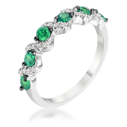 Kerra S Shape Emerald & Clear Half Eternity Ring | .8ct