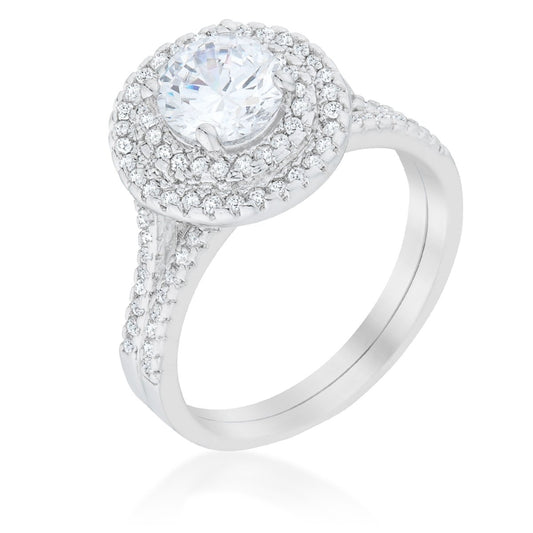 Kleta 7mm Round Halo Engagement Ring Set | 1 ct