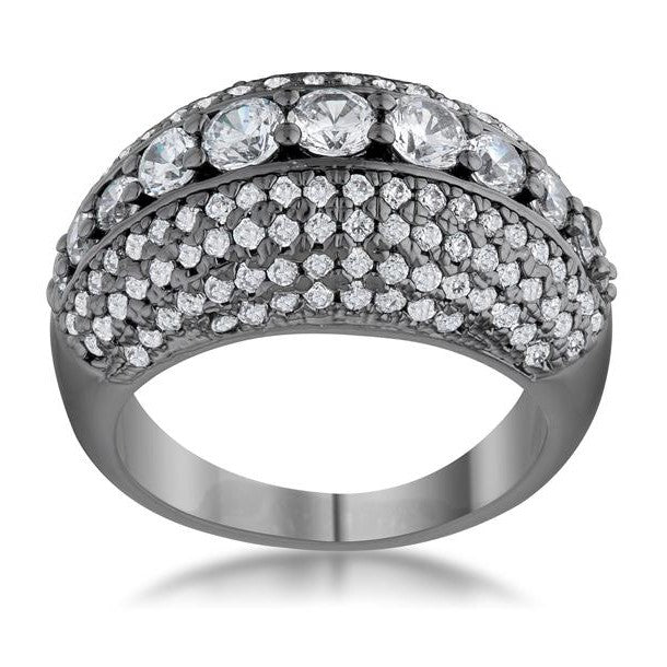 Krista Graduate CZ Hematite Ring | 3ct