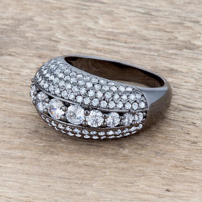 Krista Graduate CZ Hematite Ring | 3ct