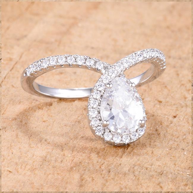 Ladda 8x6mm Pear CZ Chevron Ring | 1.25ct