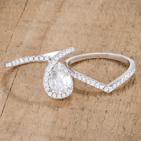 Ladda 1.25ct Pear Cut Chevron Engagement Wedding Ring Set | 2.15ct