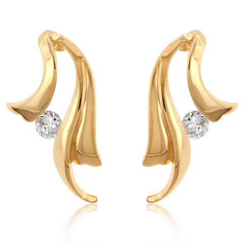 Lana Gold Ribbon CZ Stud Earrings | 04ct