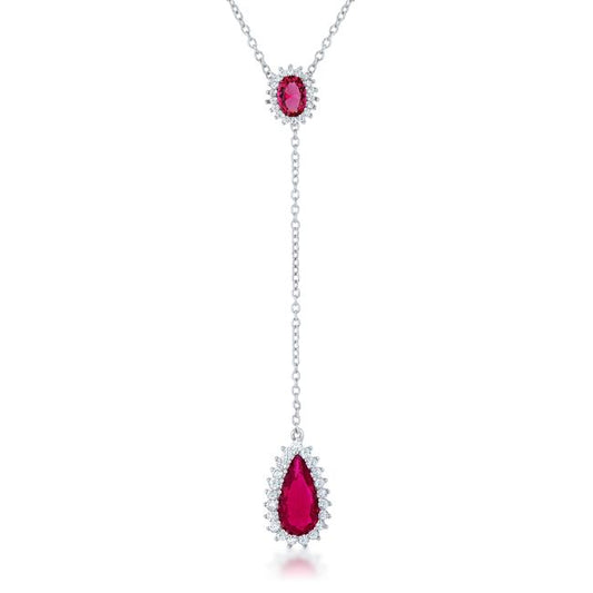 Lara Ruby Halo Lariat Necklace