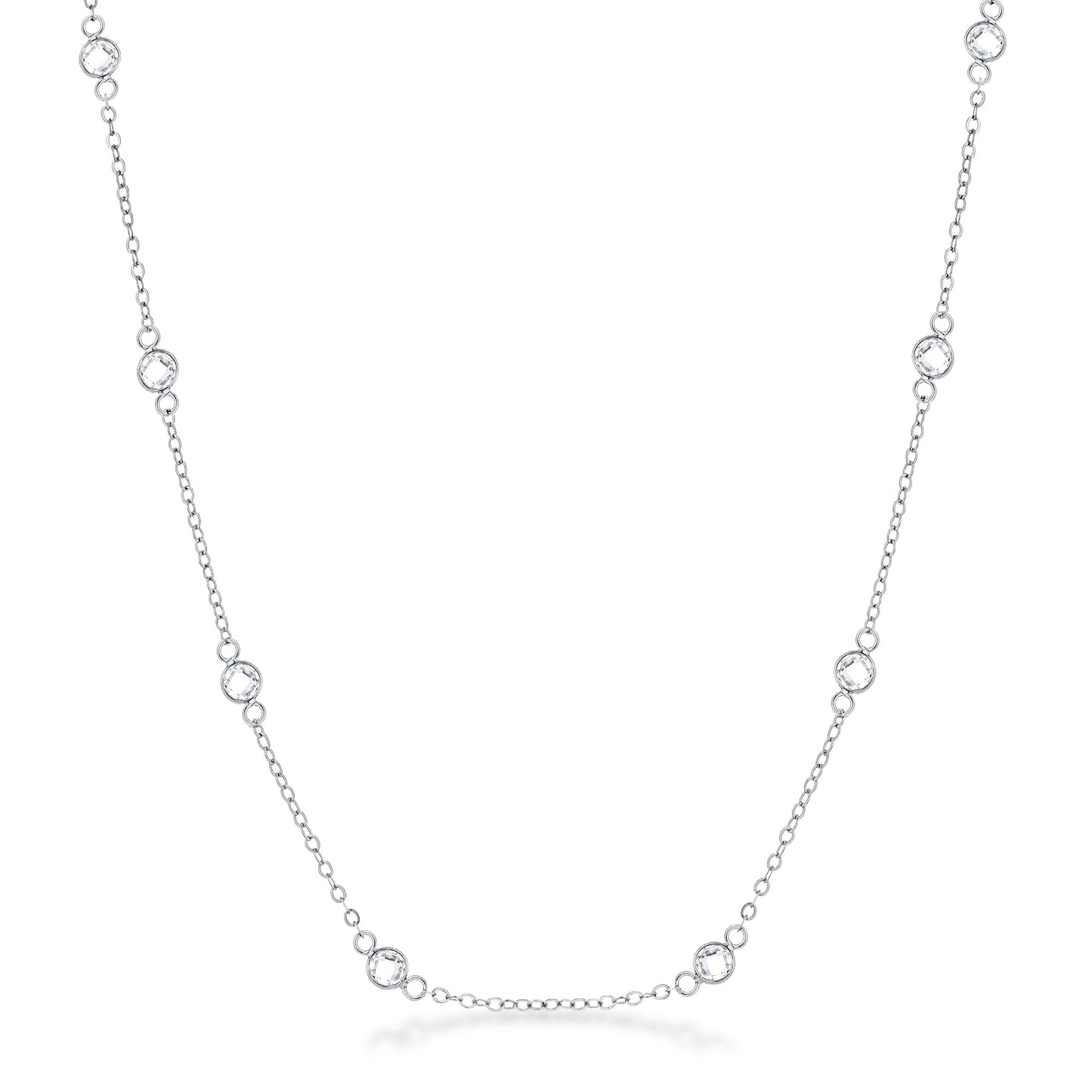 Lecia Round CZ Bezel Saturn Necklace | 16"