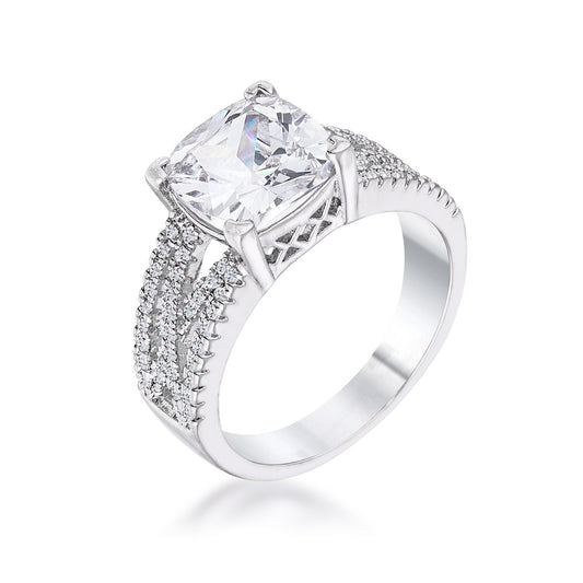 Leeza 9mm Cushion CZ Criss-Cross Ring | 4ct