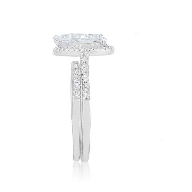 Leoda 9x6mm Pear Halo Engagement Ring Set | 2ct