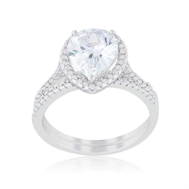 Leoda 9x6mm Pear Halo Engagement Ring Set | 2ct