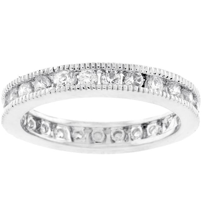 Lia 2mm CZ Milgrain Eternity Band Ring | 1ct