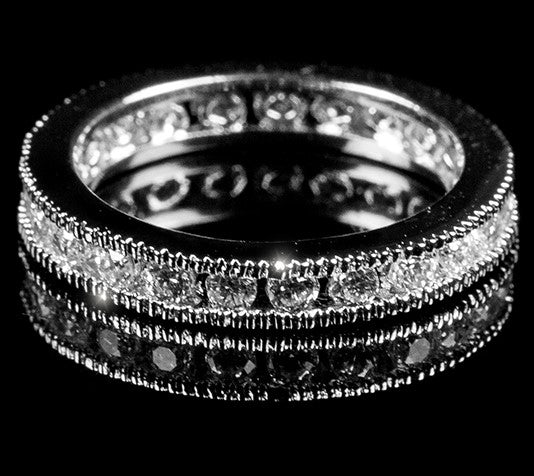Lia 2mm CZ Milgrain Eternity Band Ring | 1ct