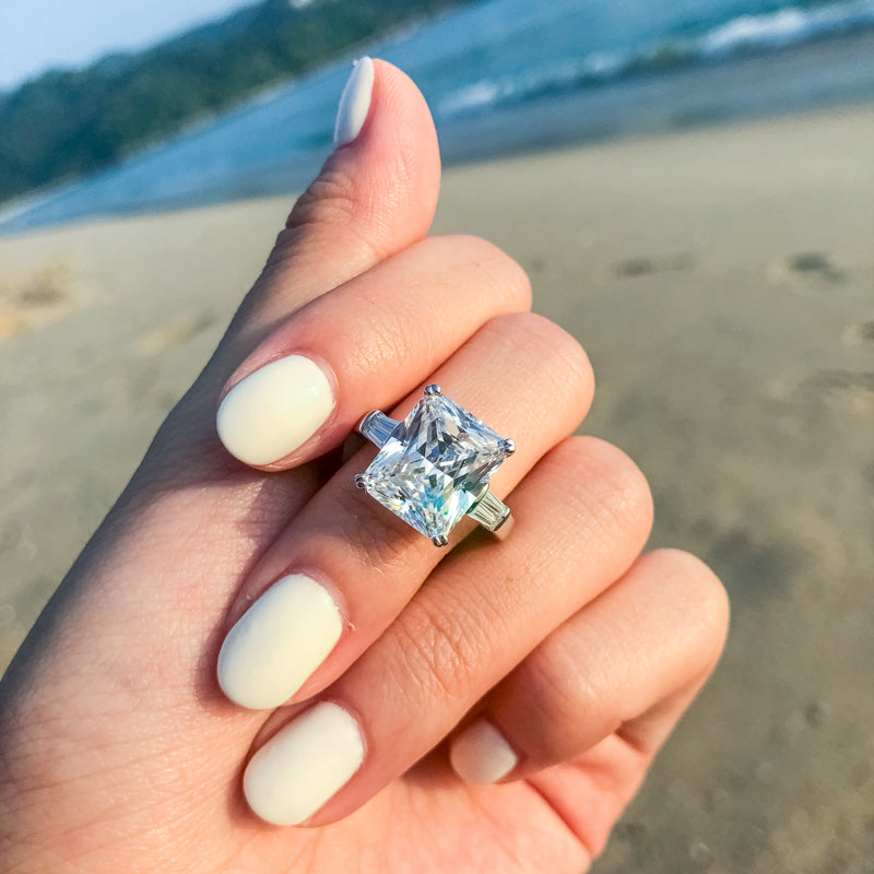 Lina 12x10mm Radiant CZ Engagement Ring | 6.5ct | 925 Sterling Silver