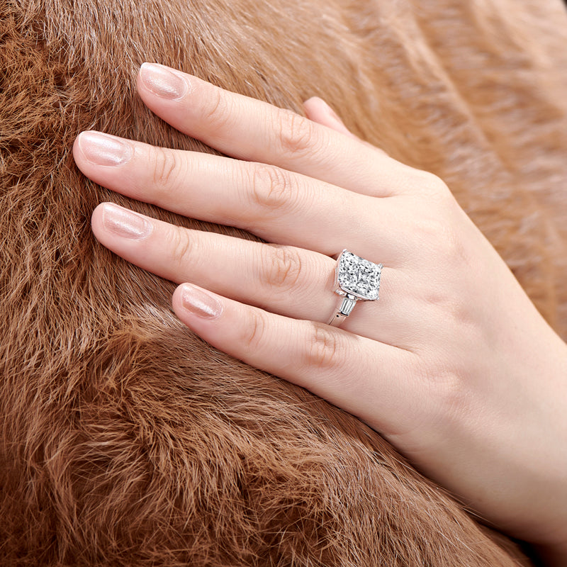 Lina 12x10mm Radiant CZ Engagement Ring | 6.5ct | 925 Sterling Silver