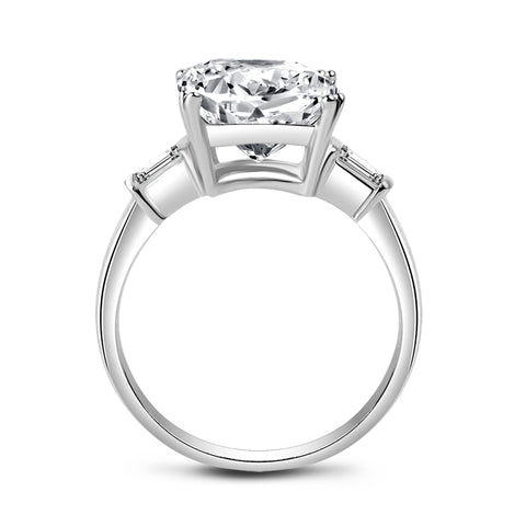 Lina 12x10mm Radiant Three Stone 925 Sterling Silver Engagement Ring | 7ct