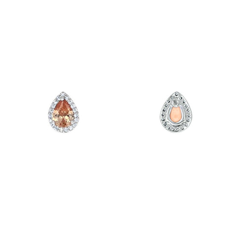 Lina Champagne Pear Halo CZ Earrings | 1.5ct