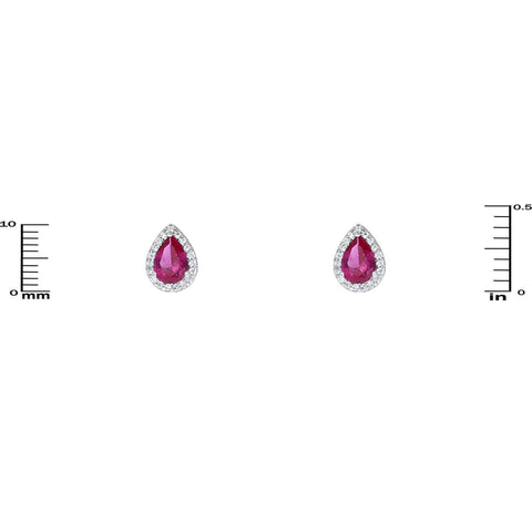 Lina Ruby Pear Halo CZ Earrings | 1.5ct