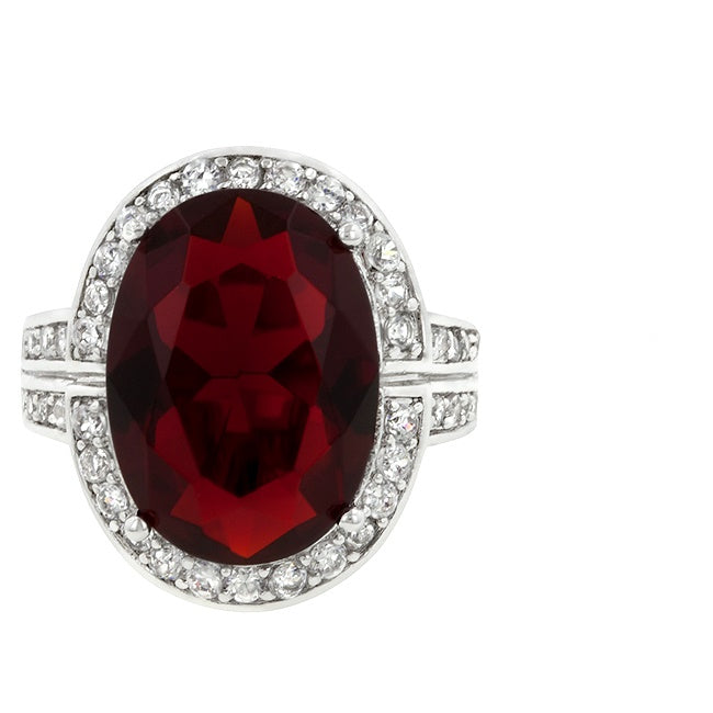 Lina 18mm Ruby Oval CZ Cocktail Ring | 14ct