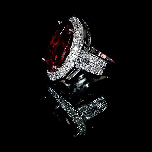 Lina 18mm Ruby Oval CZ Cocktail Ring | 14ct