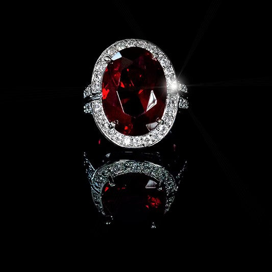 Lina 18mm Ruby Oval CZ Cocktail Ring | 14ct