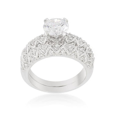 Lindy 8mm Round CZ Engagement Ring Set | 2ct