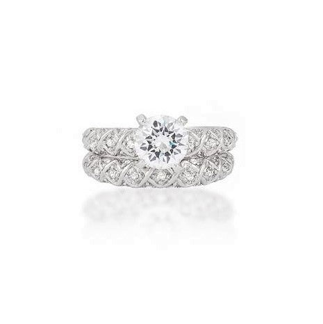 Lindy 1.8ct Round CZ Engagement and Wedding Ring Set | 2.8ct