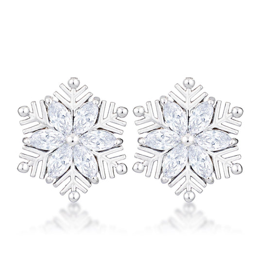 Liv Brilliant CZ Snowflake Silver Earrings