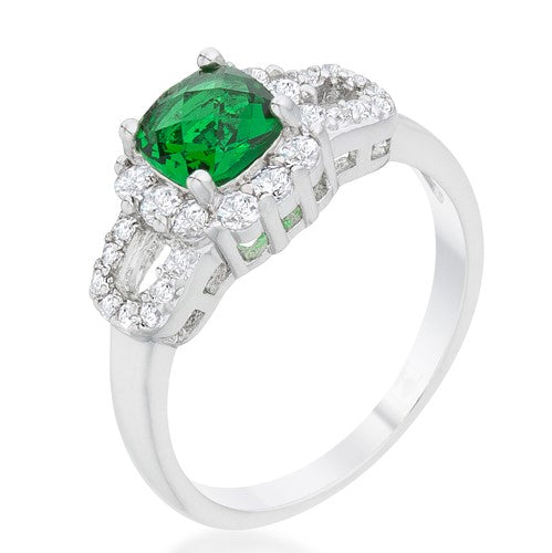 Liz 6mm Emerald Cushion CZ Ring  | 1.25ct