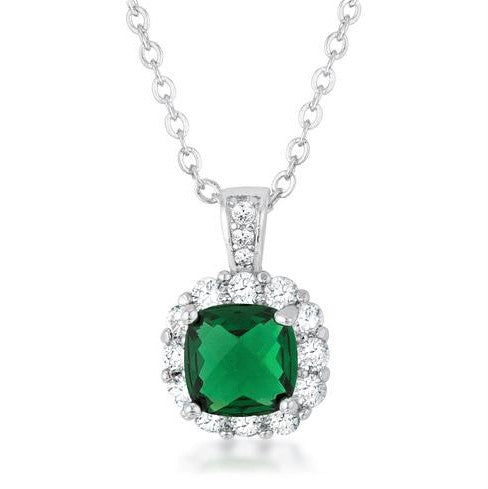 Liz Emerald Green Cushion CZ Pendant | 3ct