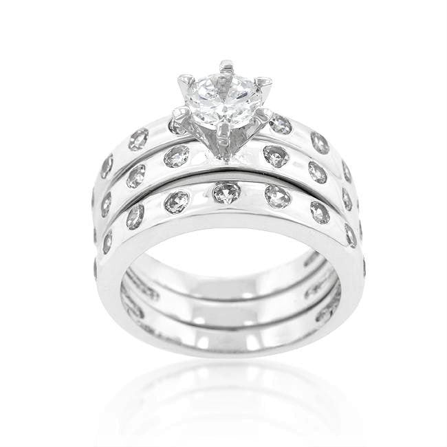 Lorenza 6mm Round CZ Bezel Wedding Ring Set | 1ct | 3.5ct