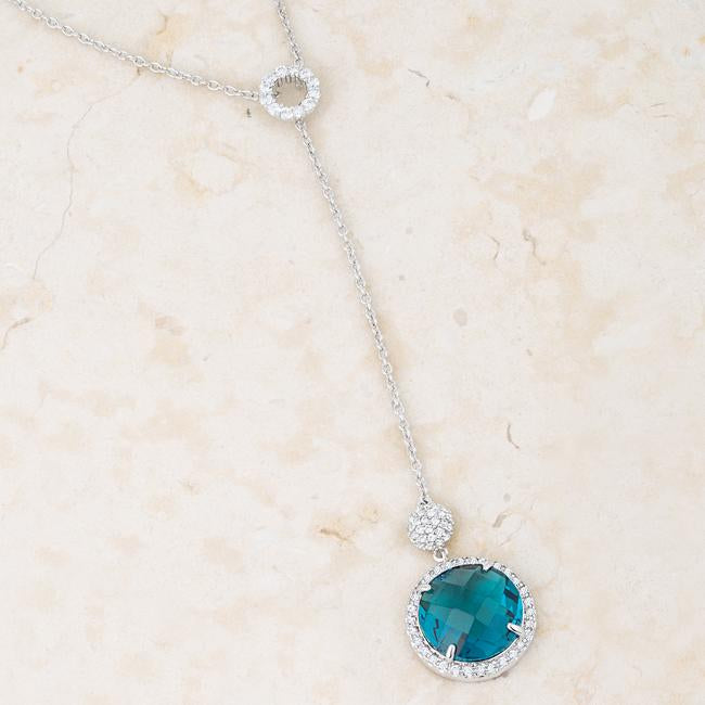 Lori Aqua Halo Lariat Necklace