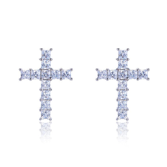 Lori Princess CZ Cross Stud Earrings