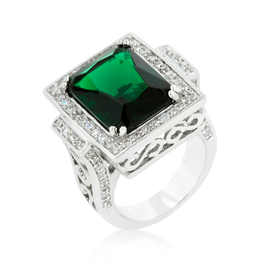 Louie 16x12mm Cushion Emerald Vintage Cocktail Ring | 7ct