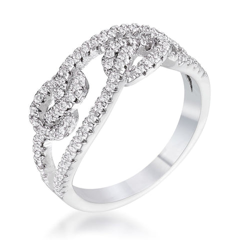 Louis CZ Pave Double Knot Silver Ring | 1.5ct