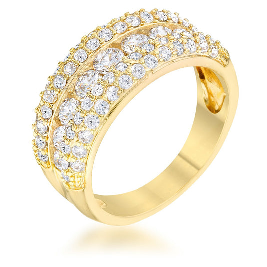 Luna CZ Gold Classic Band Ring | 1.1ct