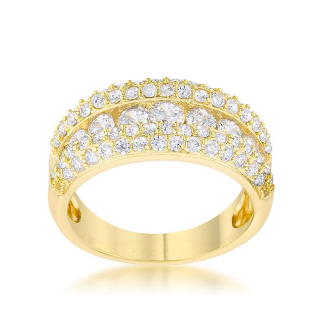 Luna CZ Gold Classic Band Ring | 1.1ct